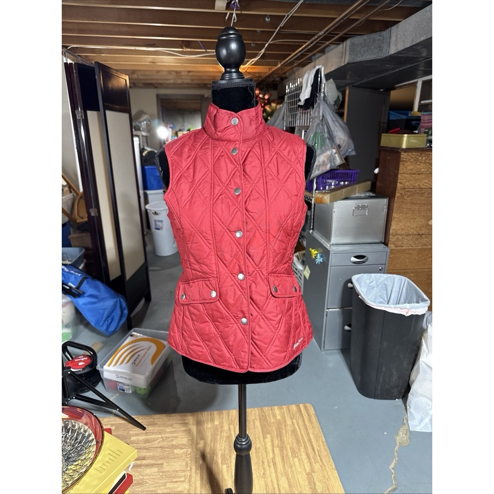 Eddie Bauer Women's Small Red Quilted Down Puffer Vest gorpcore